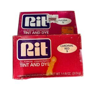 Vintage Rit Dye New In Pkg Lot 2 Fuscia 12 Cardinal Red 9 Tint Old Stock Nos